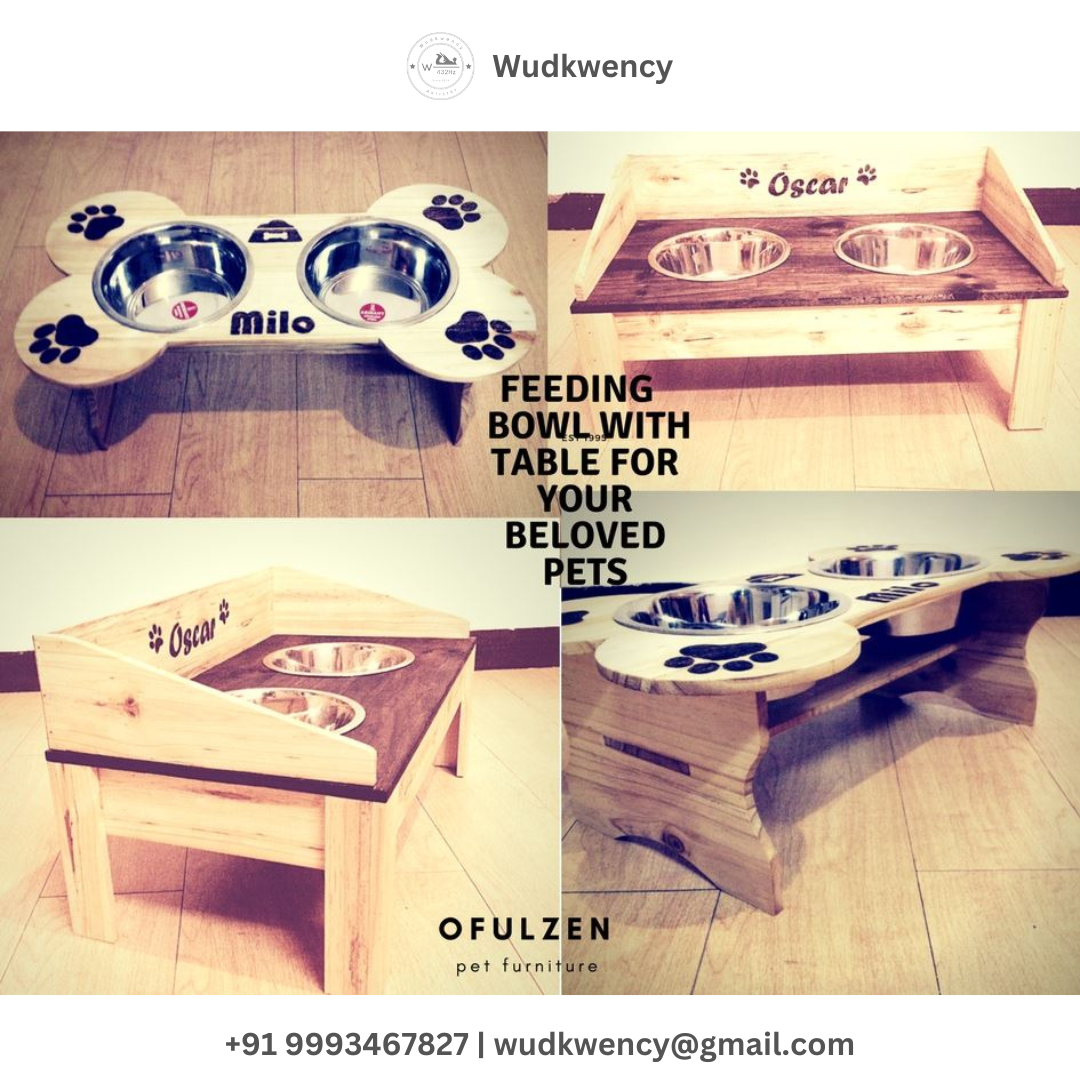 Modern Elevated Dog Bowl Stand | Solid Wood Pet Feeder with Stainless Steel Bowls