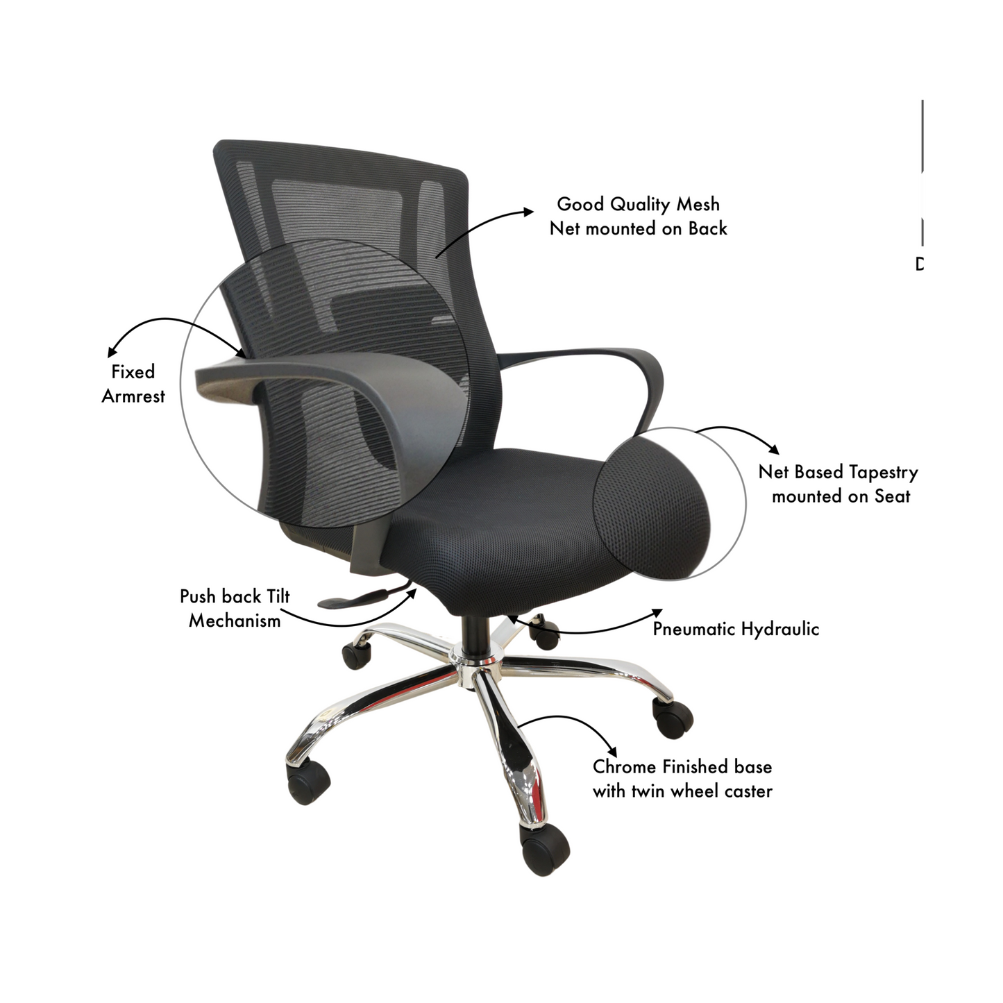 FM-28 Mesh Chair (Mid-Back)