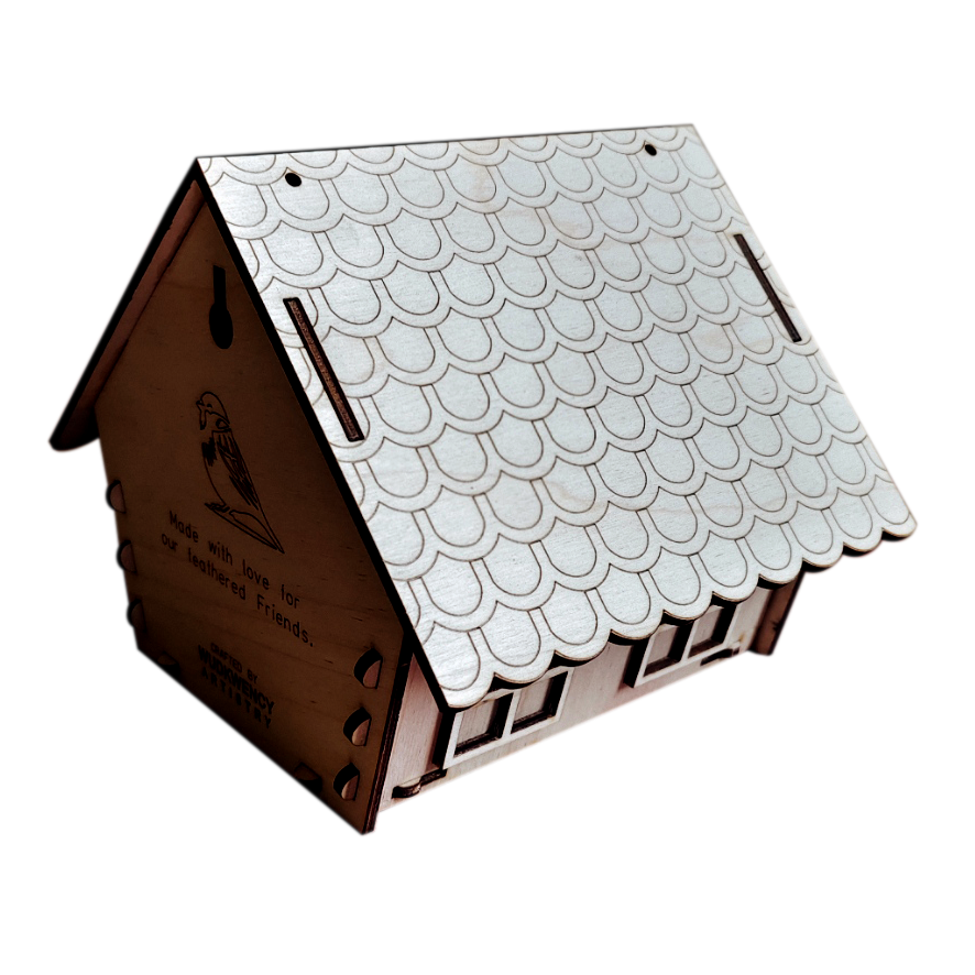 Intricate Laser-Cut Wooden Birdhouse | Decorative Bird Feeder & Home Decor
