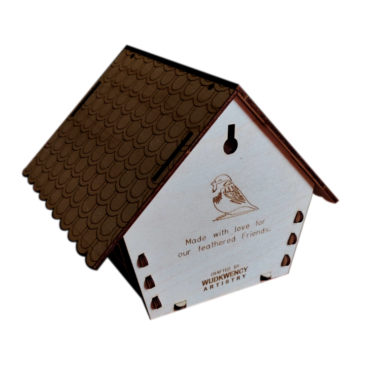 Intricate Laser-Cut Wooden Birdhouse | Decorative Bird Feeder & Home Decor