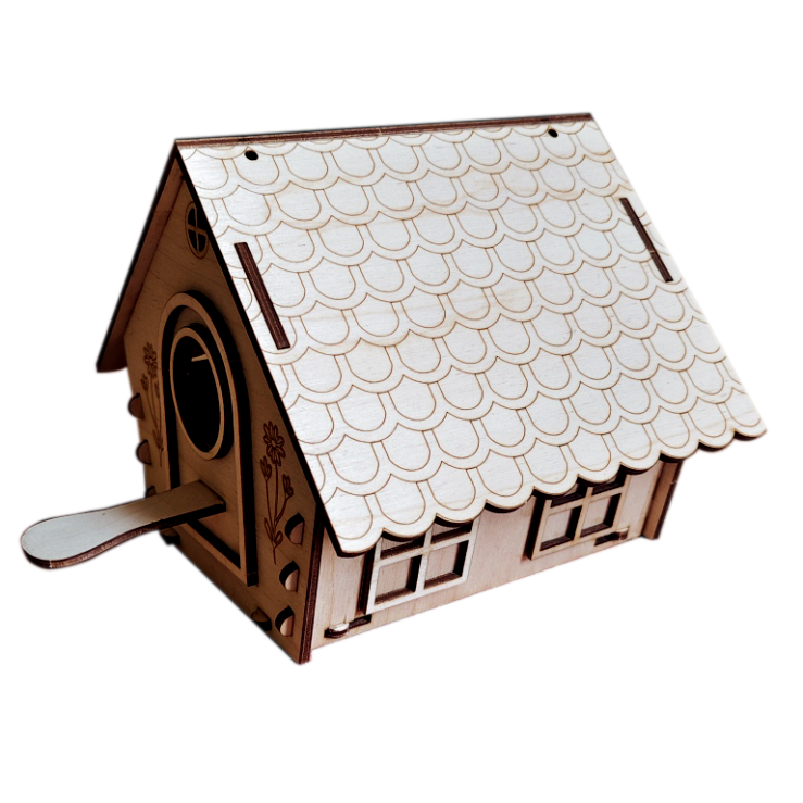Intricate Laser-Cut Wooden Birdhouse | Decorative Bird Feeder & Home Decor