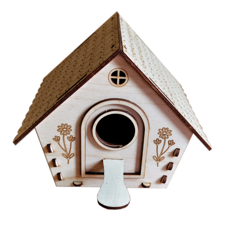Intricate Laser-Cut Wooden Birdhouse | Decorative Bird Feeder & Home Decor