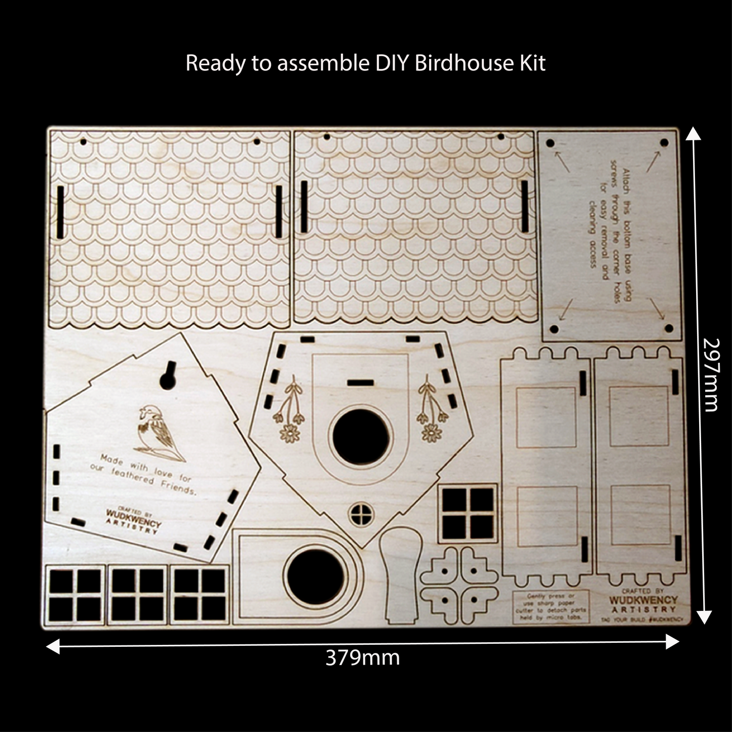 Intricate Laser-Cut Wooden Birdhouse | Decorative Bird Feeder & Home Decor