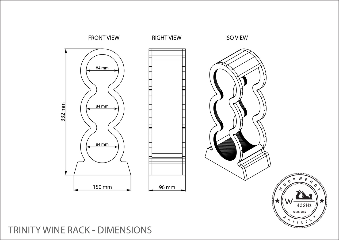 Minimalist Wooden Wine Rack | Modern Countertop Wine Holder