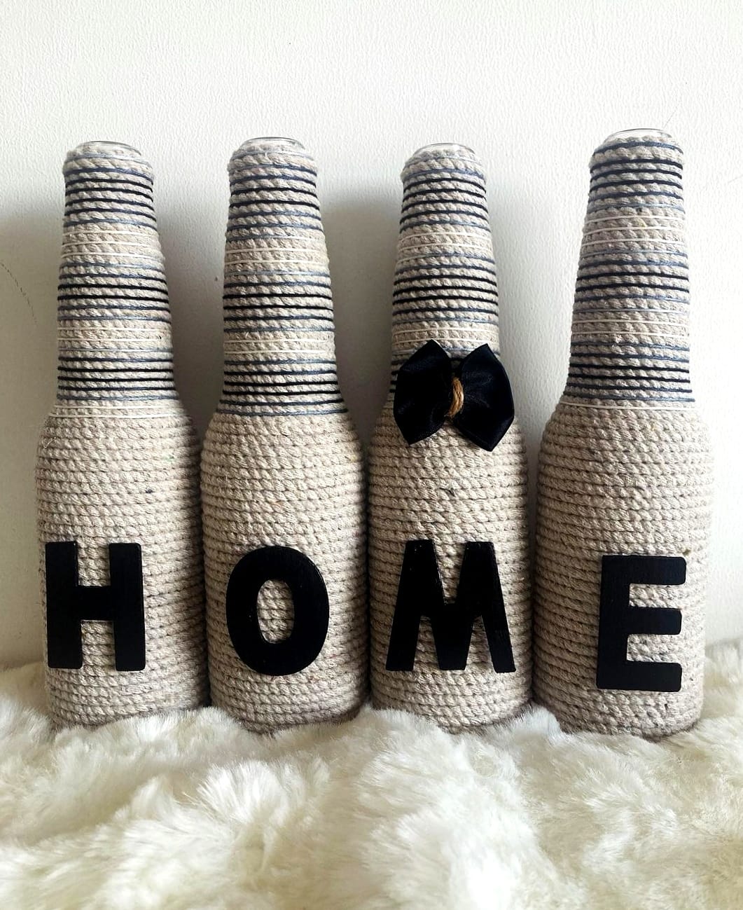 Black and White Set of 4 HOME decorative botttle