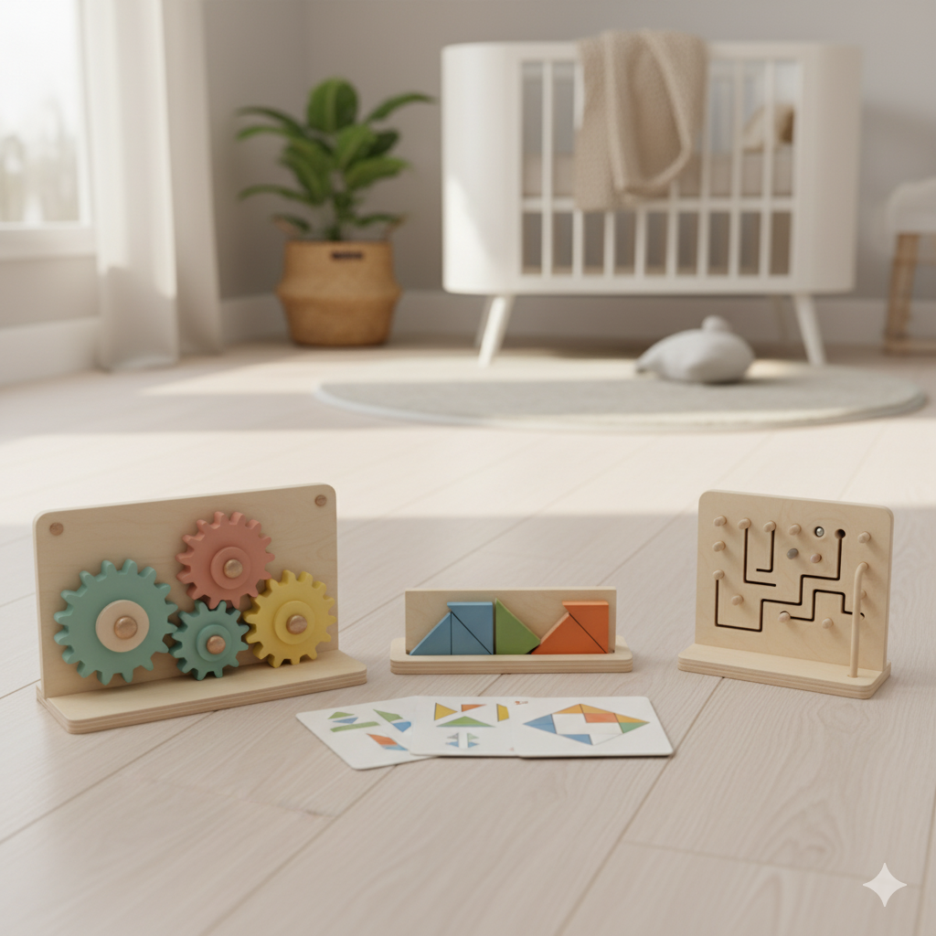 Montessori Birch Ply Sensory Board Set | Educational Wooden Toddler Toys