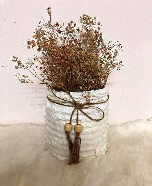 Baby's Breath Decorative white Jar with dry flower