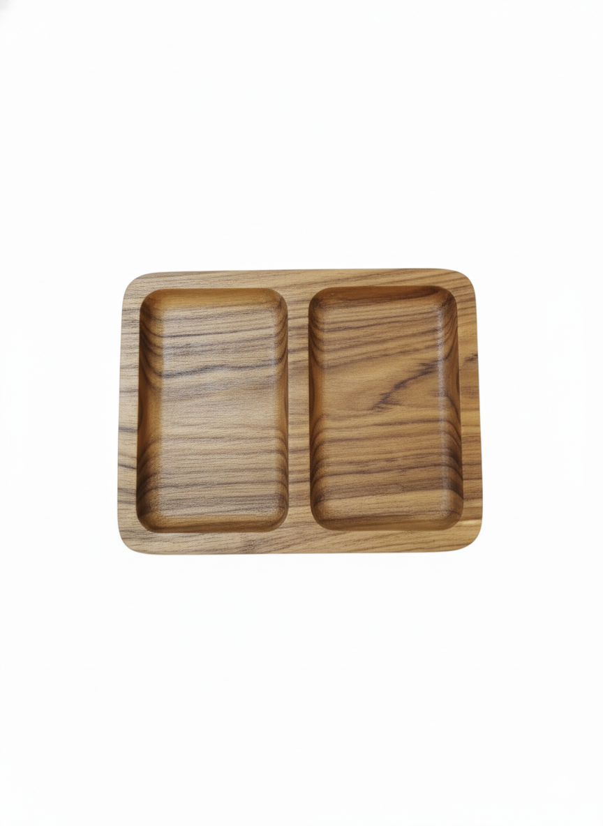 Personalized Teak Wood Pen Holder Tray | Custom Engraved & Resin-Filled Desk Organizer